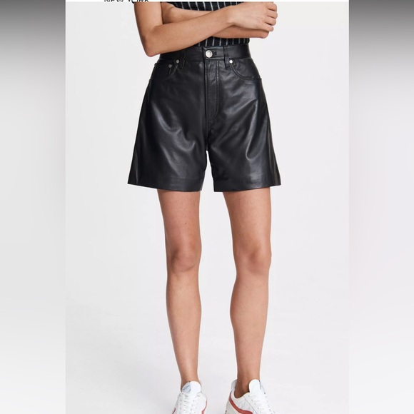 RAG & BONES Women's Black Super High-Rise Leather Shorts 23